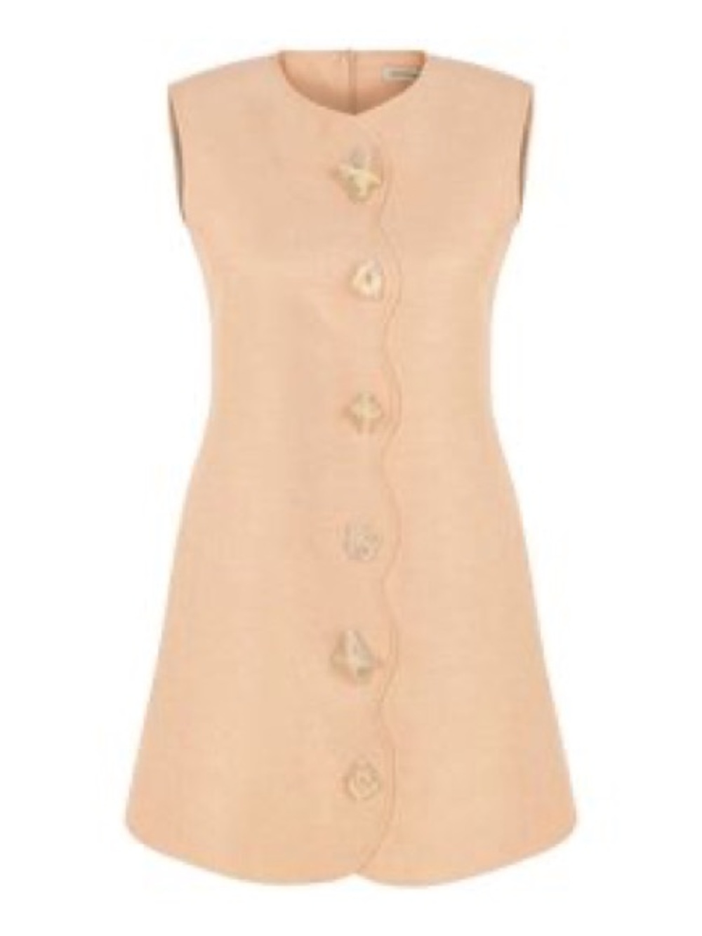 Nocturne Sleeveless Peach Shift Dress with Floral Shell Tortoise Buttons